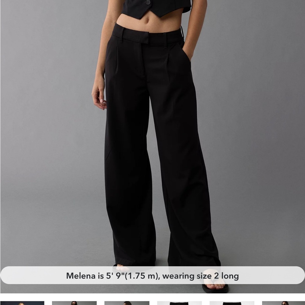 American Eagle Outfitters Black Wide-Leg Trousers